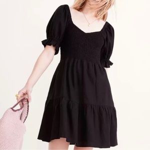 Madewell Linen-blend Lucie Smocked Mini Dress